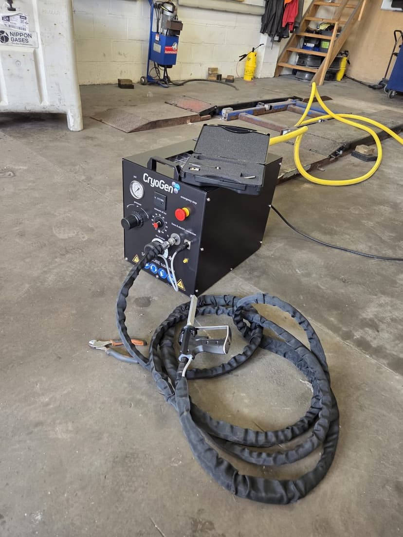 The CryoGen dry ice machine set up in the unit