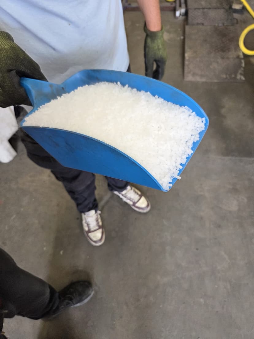 Solid CO2 pellets before loading into the machine